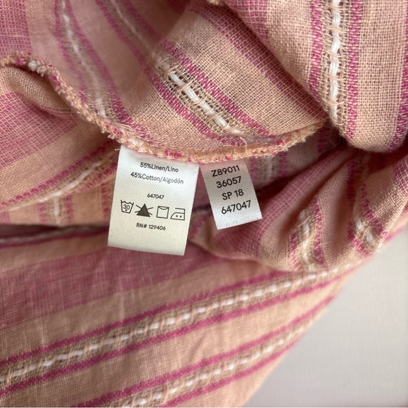 Venus Linen Maxi Dress Pink Stripped Size 6 Crossover Halter Cottagecore - Picture 11 of 13
